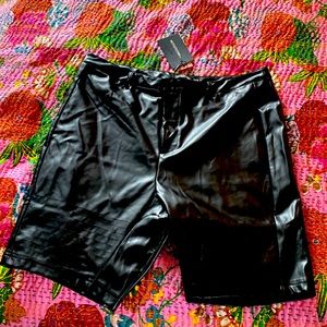 Faux Black Leather Bike Shorts US 18 UK 22